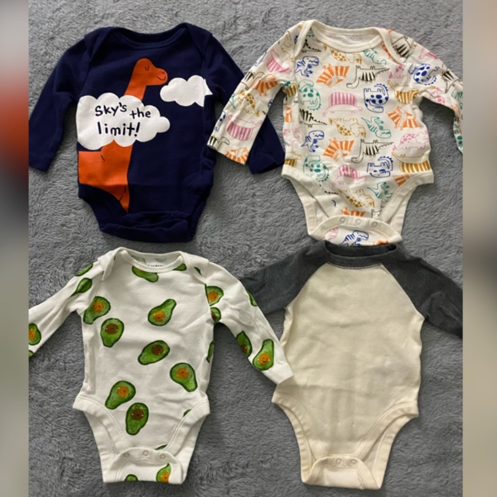 Old Navy Baby Boy’s Long Sleeve 4-Pack Bodysuits - 0-3 Months